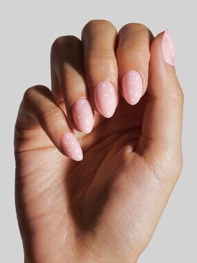 Celebritips Baby Dot Pink Press On Nails Extra Short Almond NIB Cute Dot Design